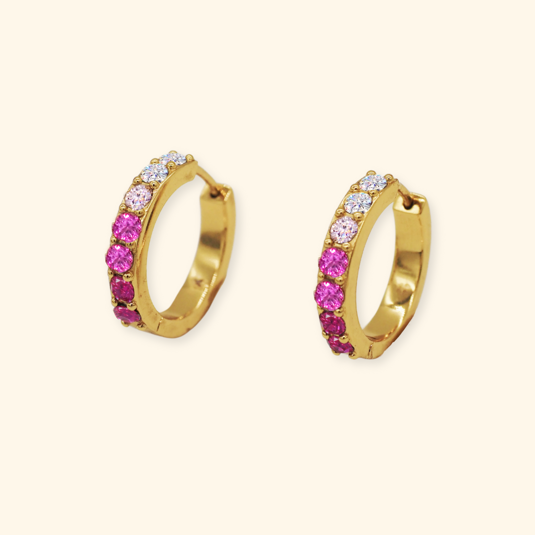 Crystal Royal Pink Ombre Hoop Earrings