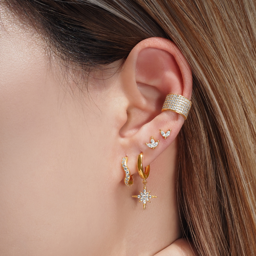 Crystal Wave Hoop Earrings