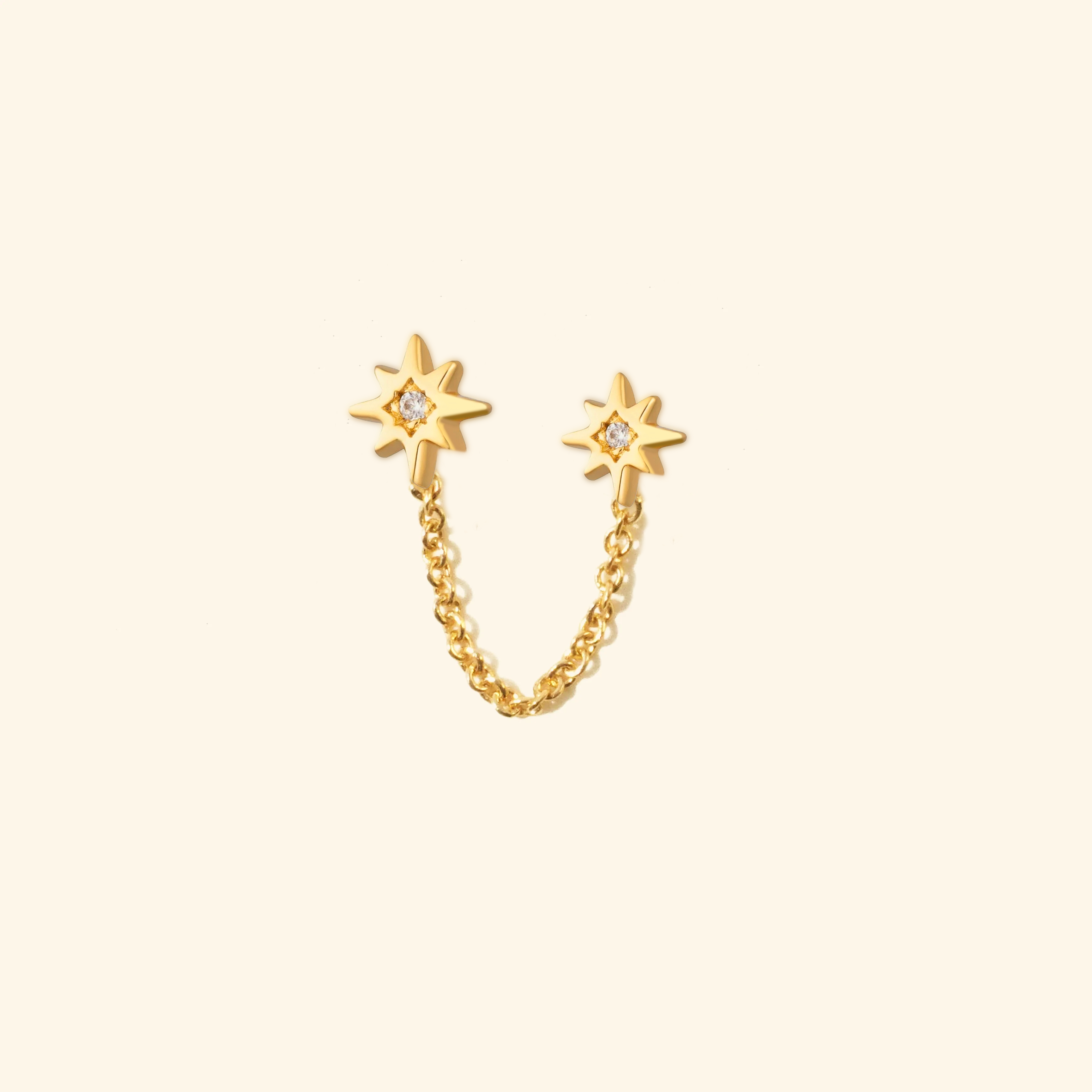 Mini Starburst Double Chain Stud Earrings