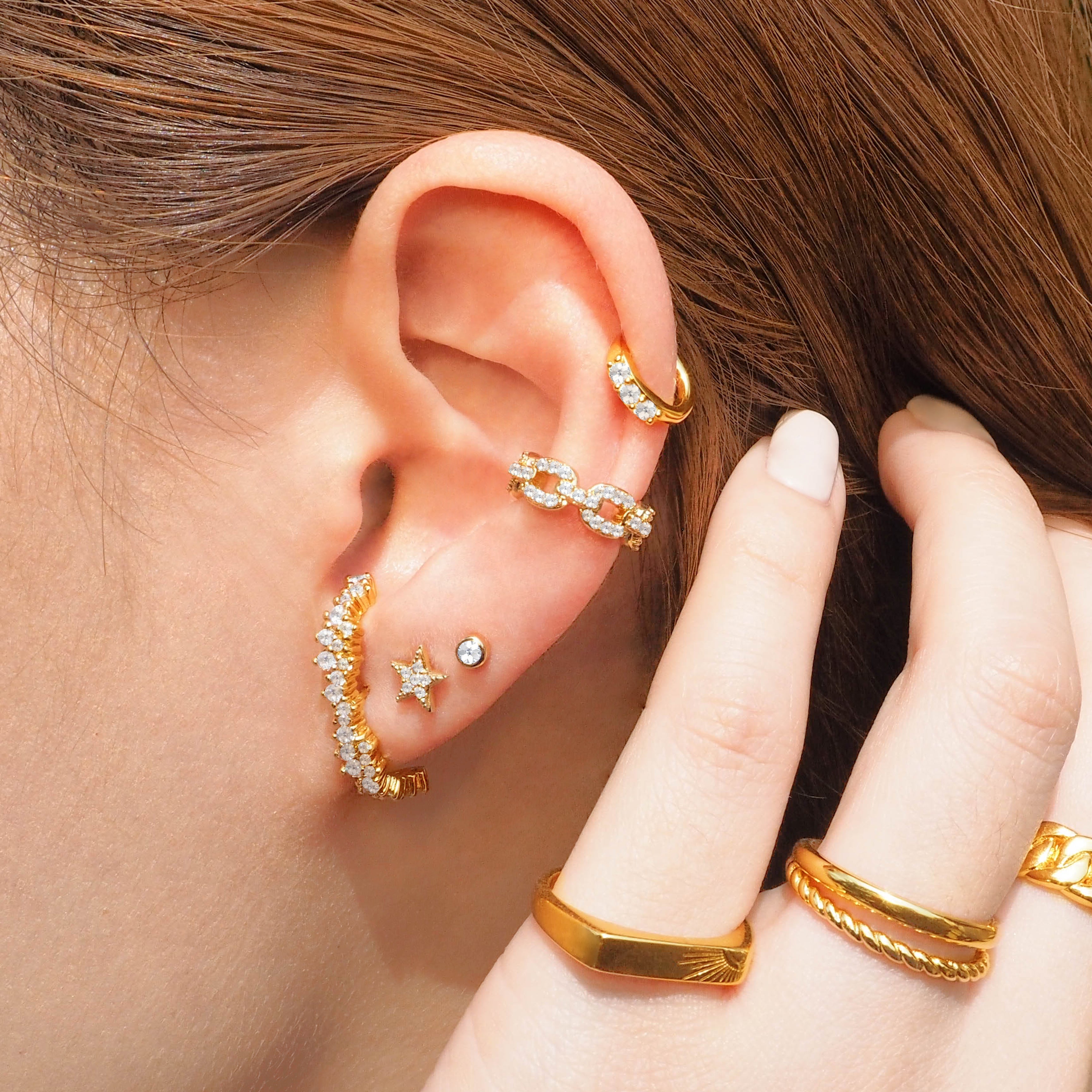 Crystal Chain Ear Cuff
