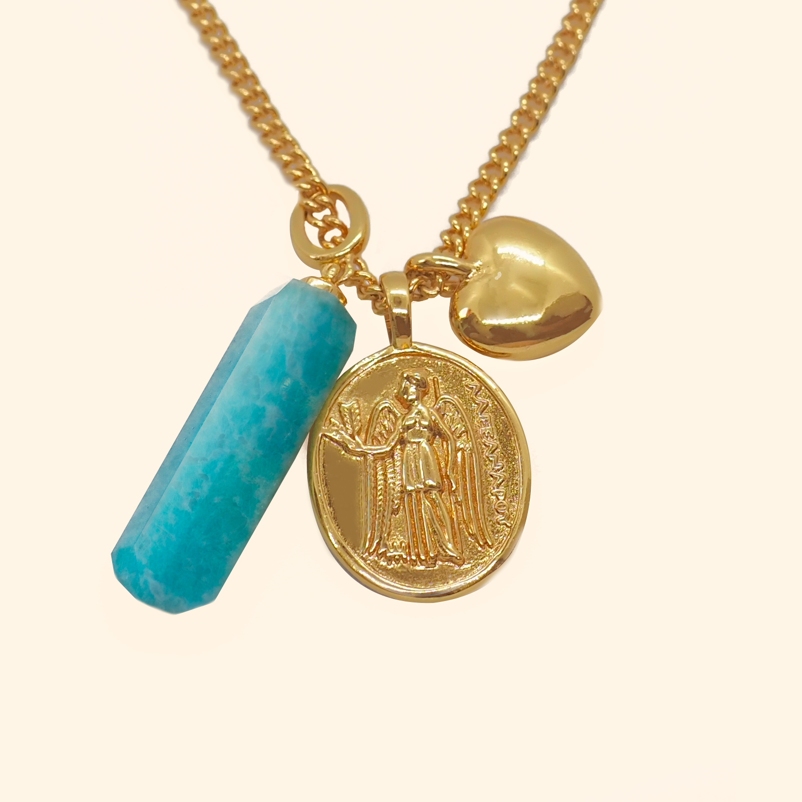 Angel heart with blue pendant necklace