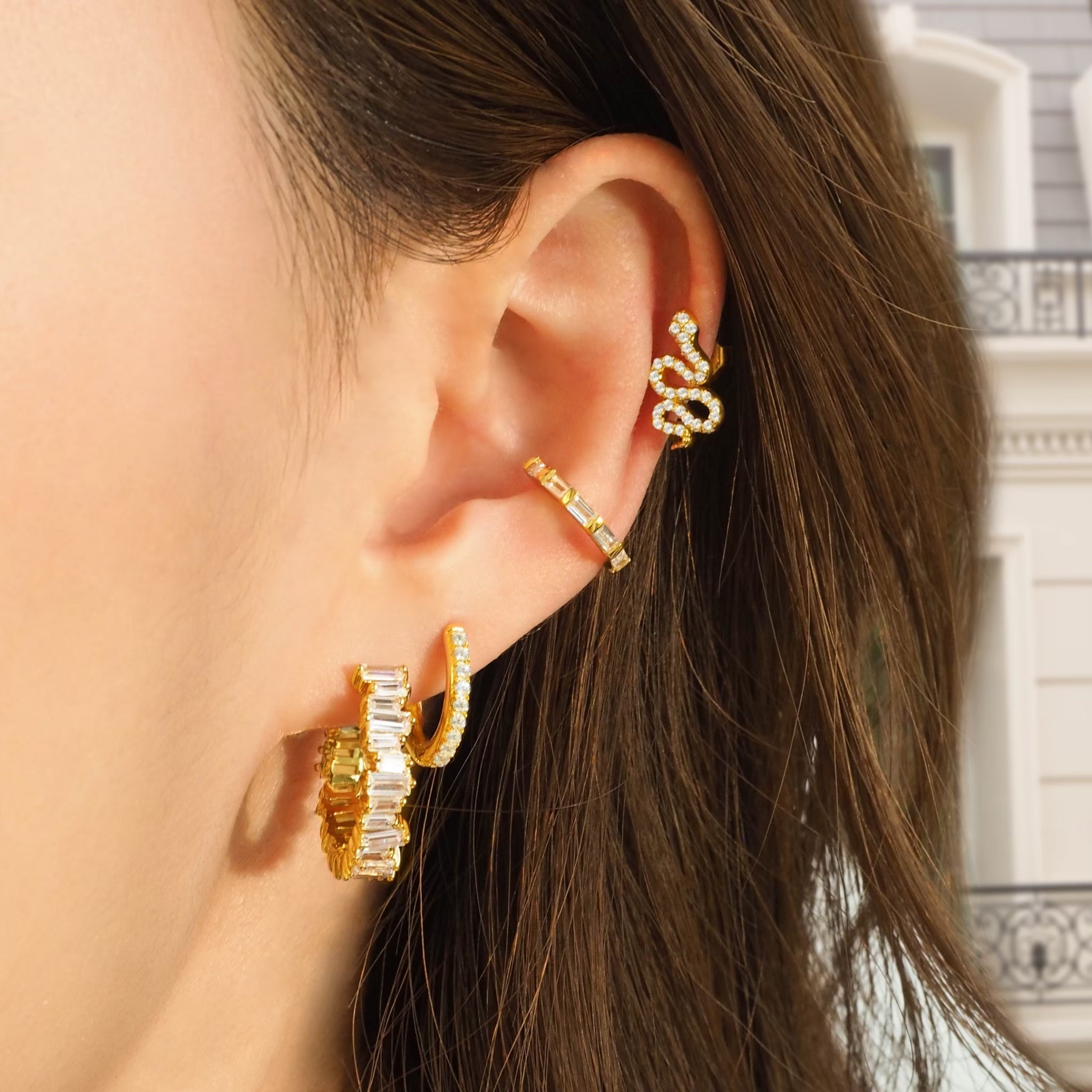 Lux Crystal Baguette Hoop Earrings