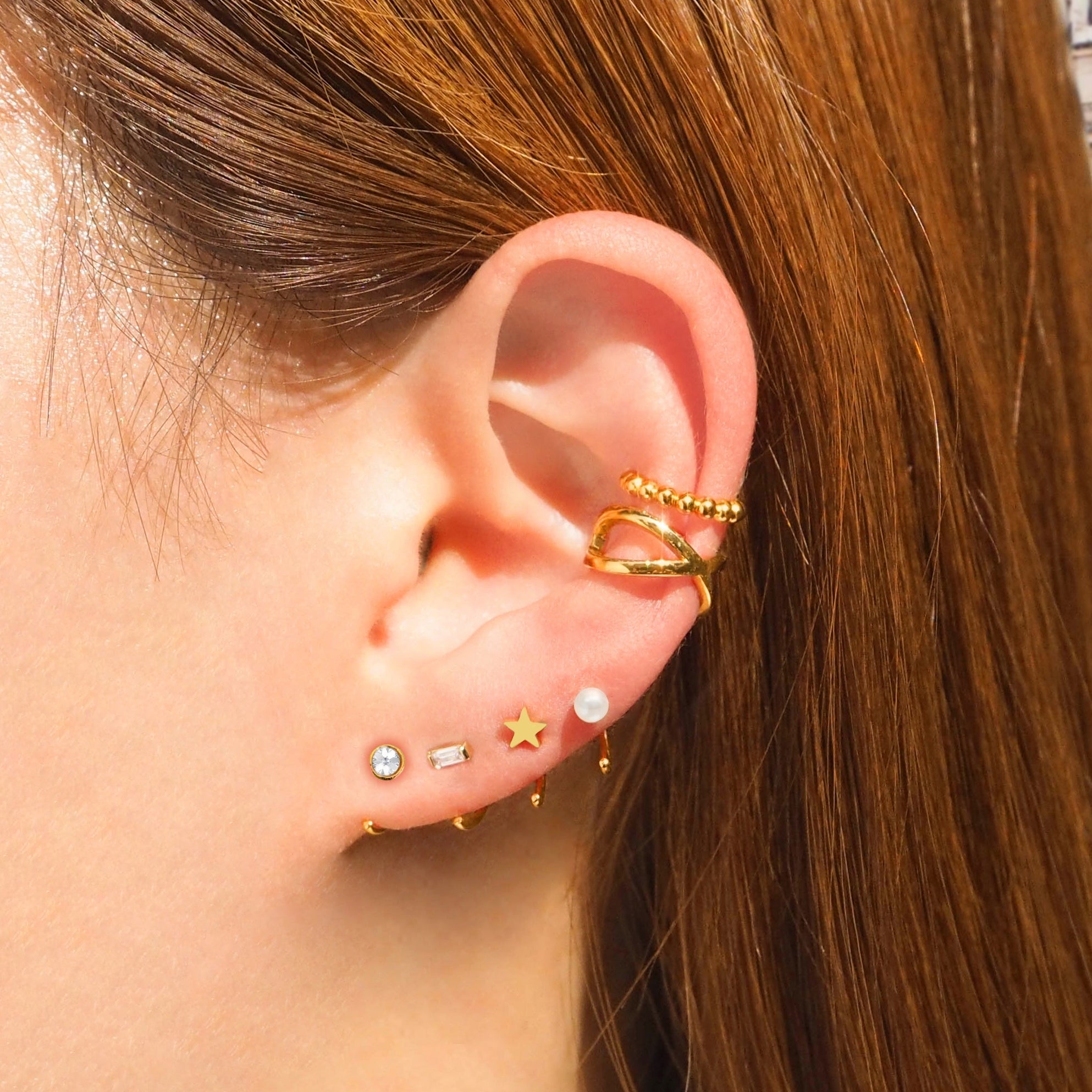 Crystal Bezel Reversible Earrings