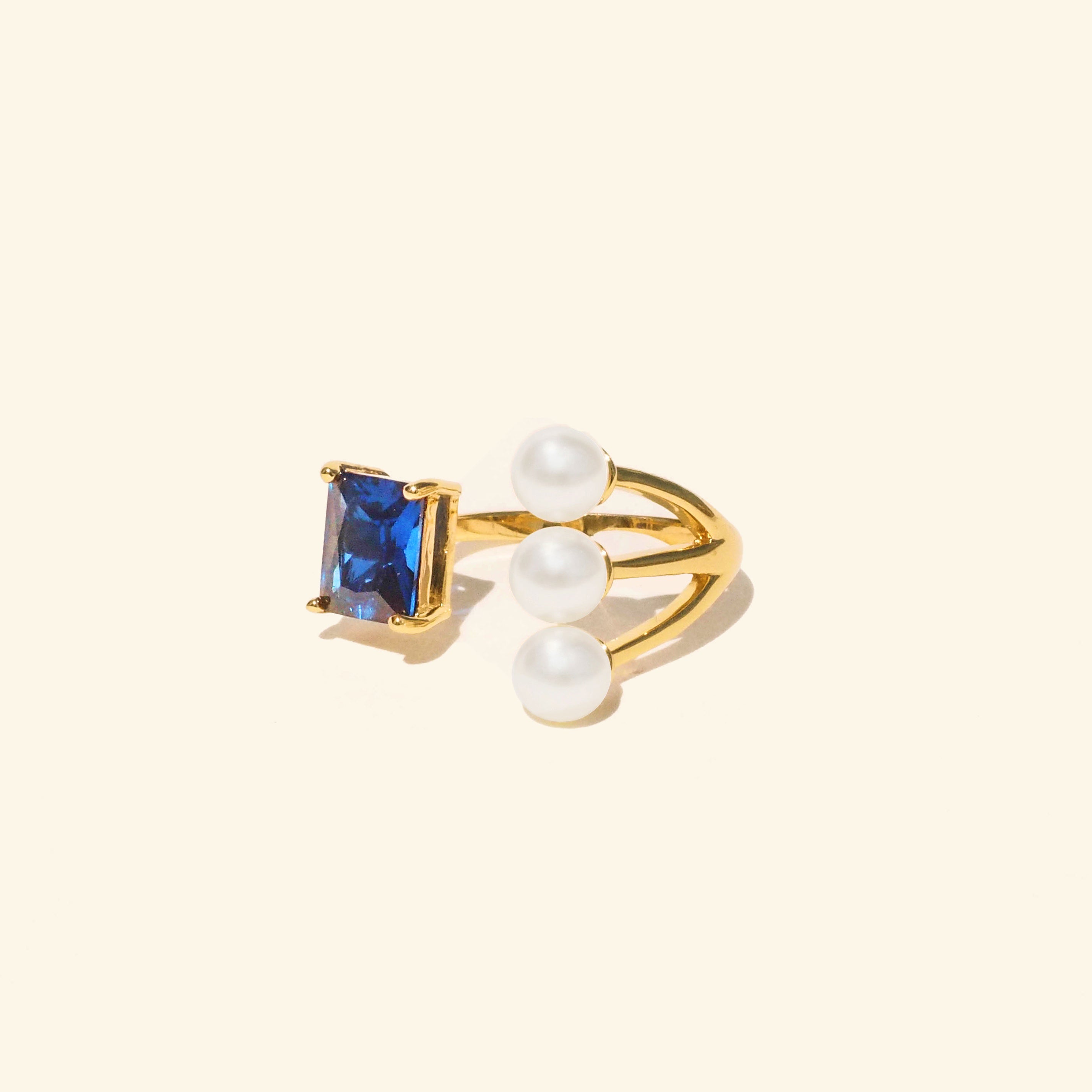 Triple Pearls and Diamond Ring