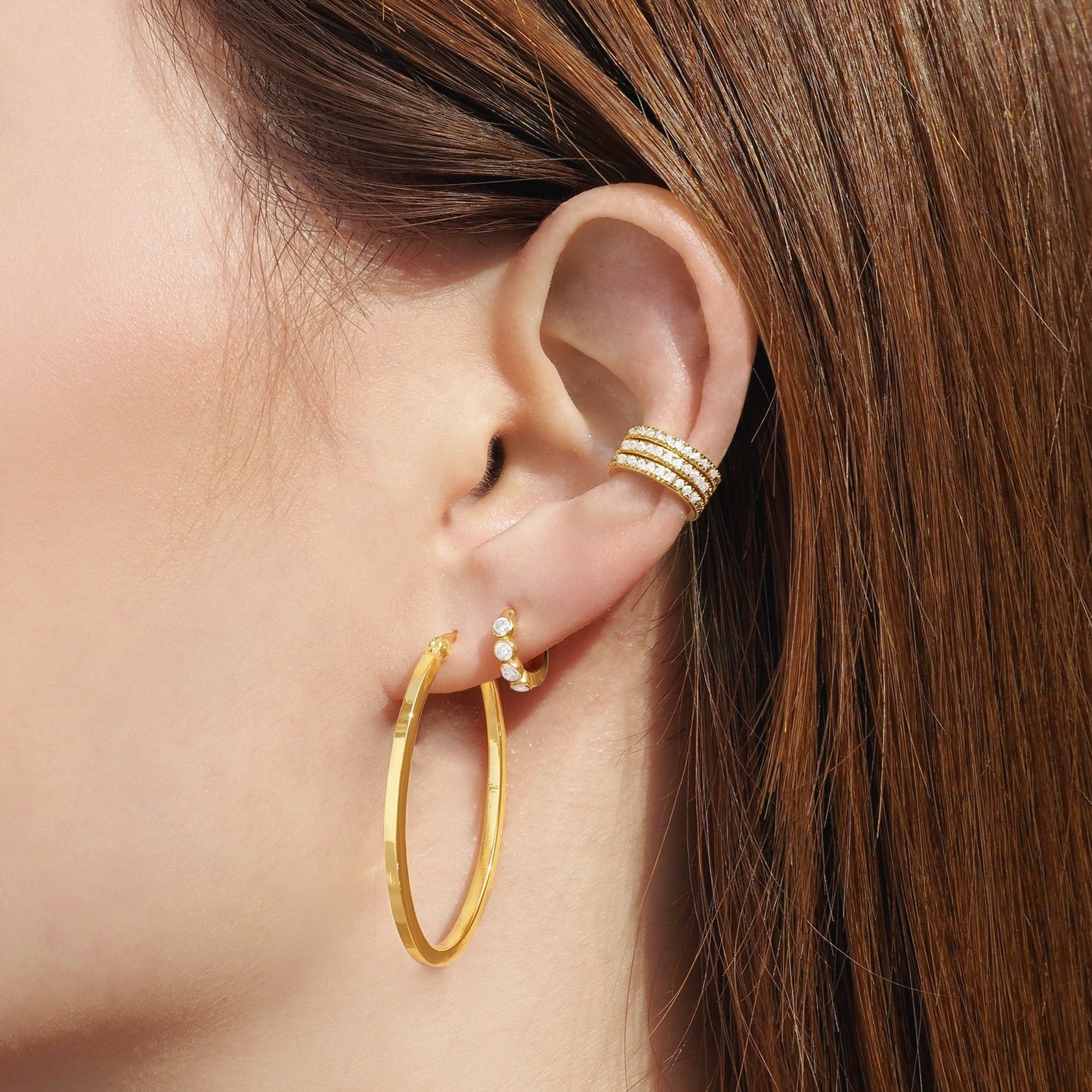 Bezel Crystal Huggie Hoop Earrings