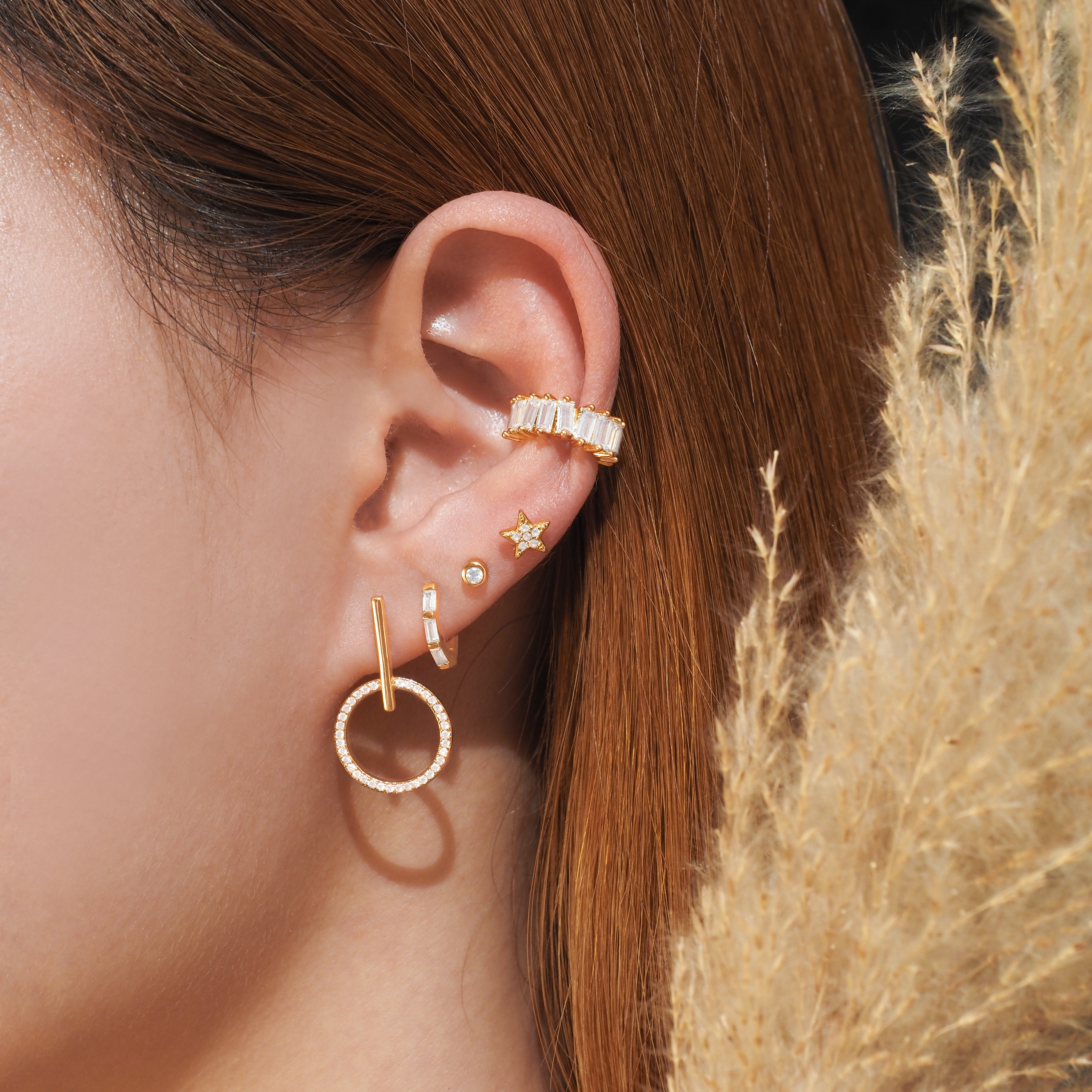 Crystal Baguette Huggie Hoop Earrings