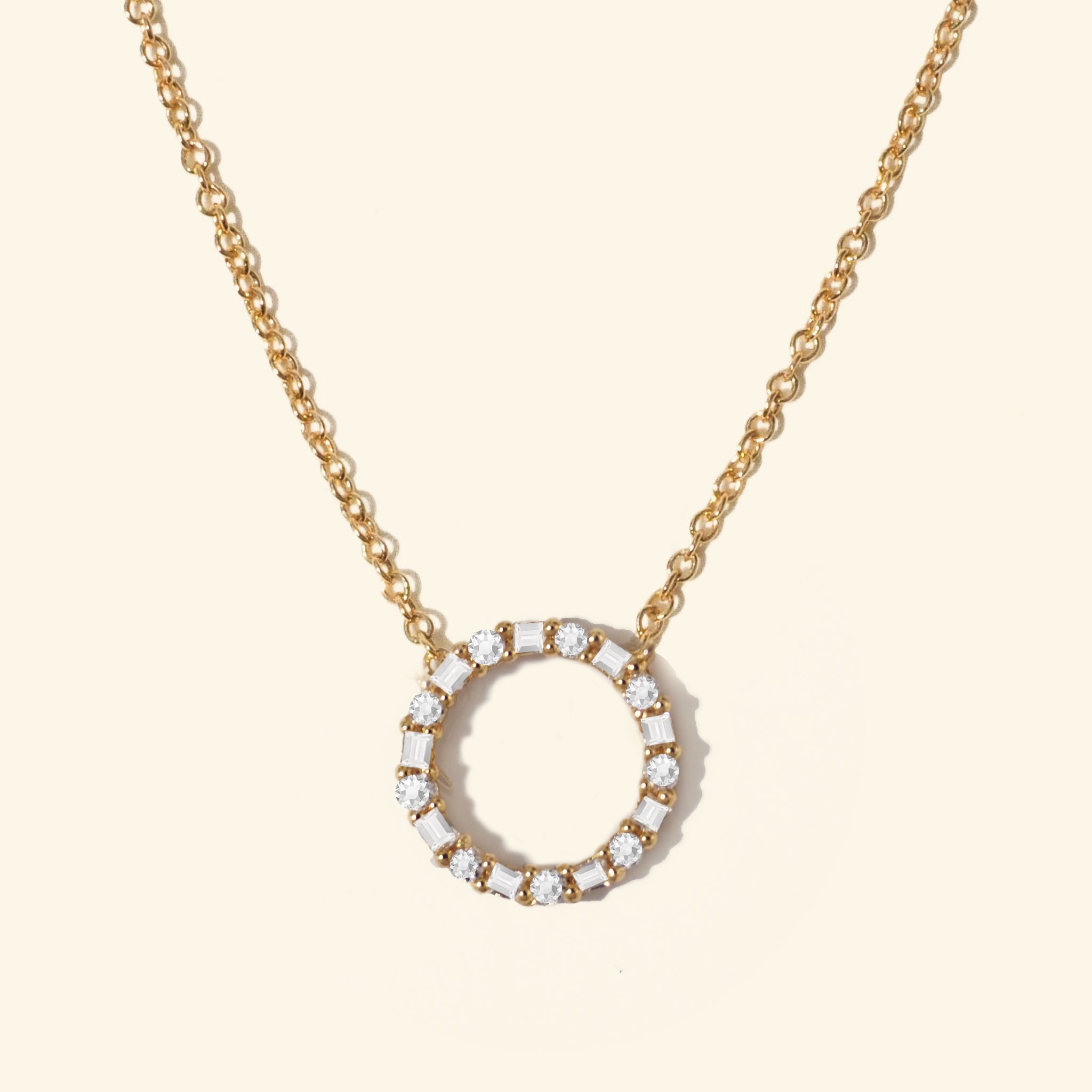 Crystal and Baguette Full Circle Necklace
