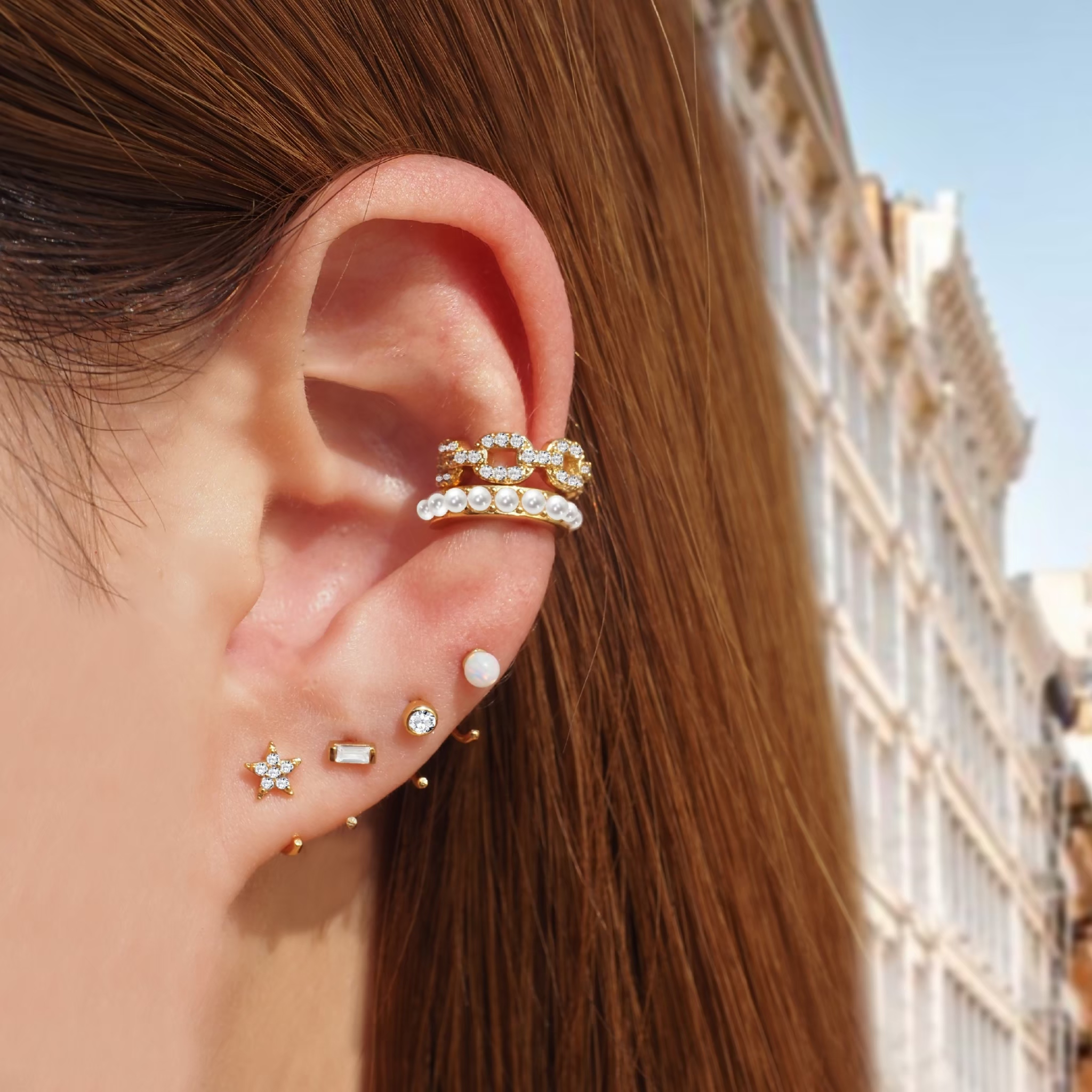 Crystal Bezel Reversible Earrings