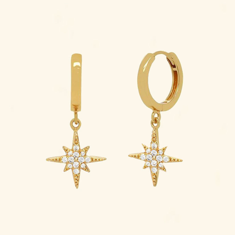 Full Crystal Starburst Huggie Hoop Earrings