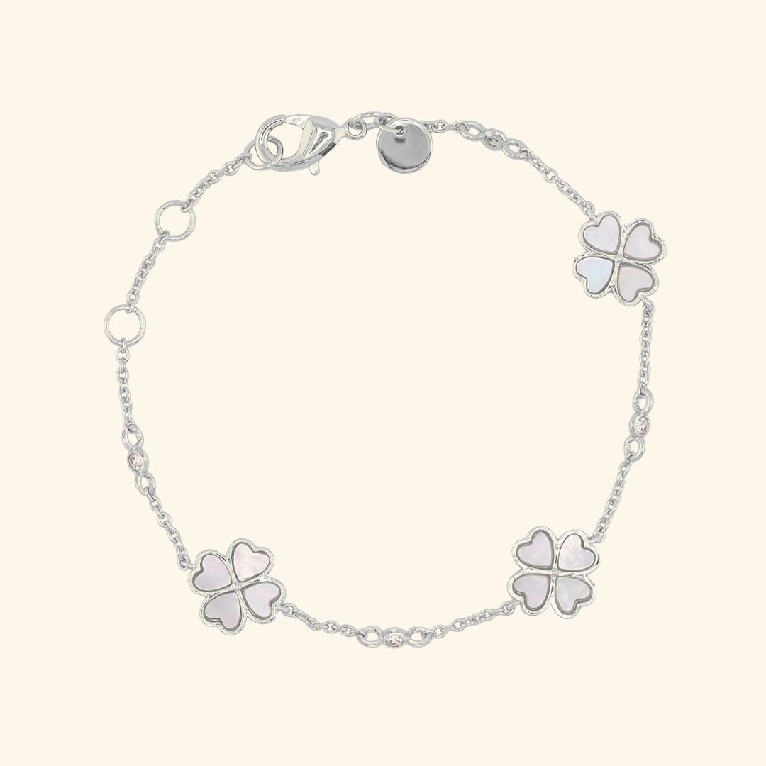 S925 Lucky Pearls Clover Bracelet