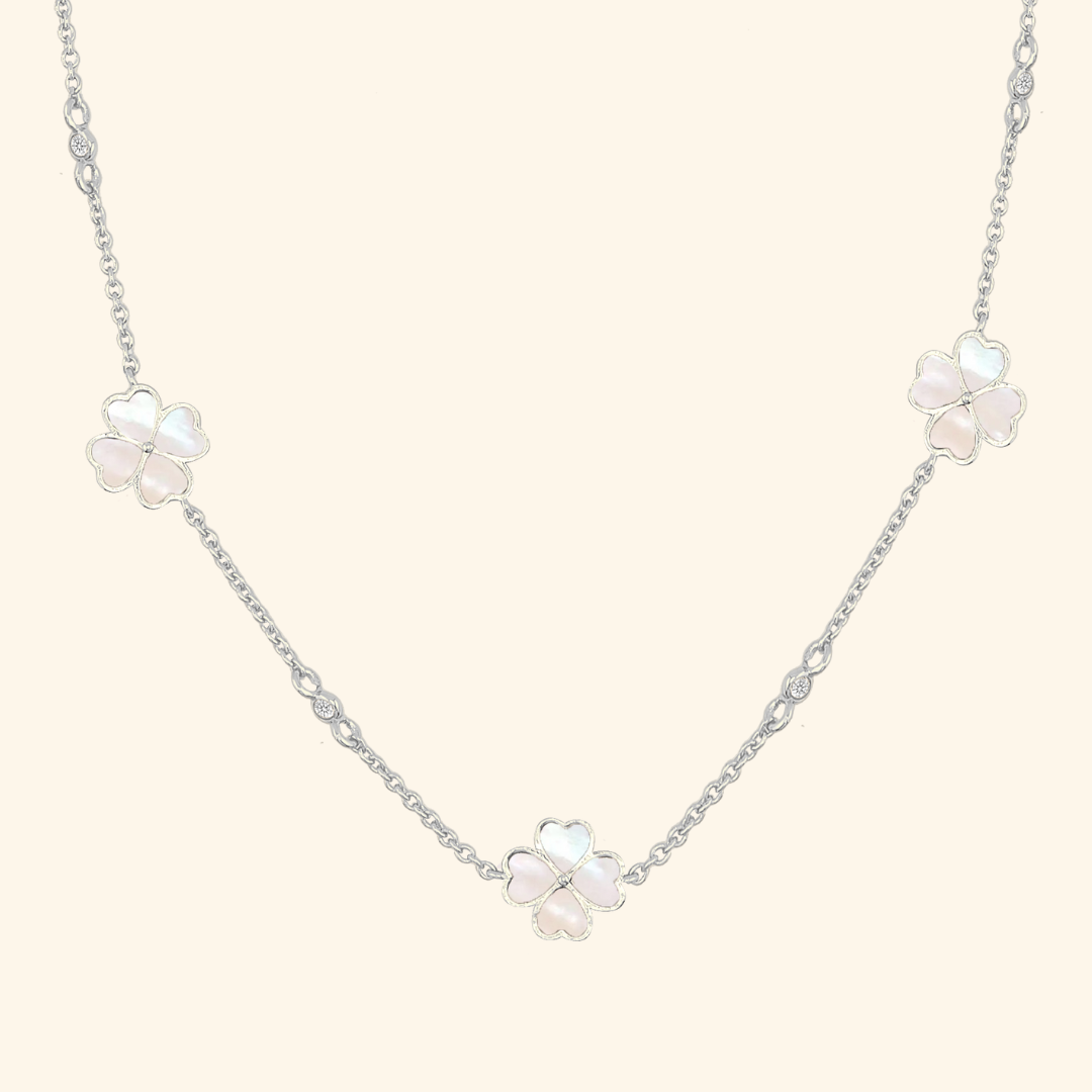 S925 Lucky Pearls Clover Choker