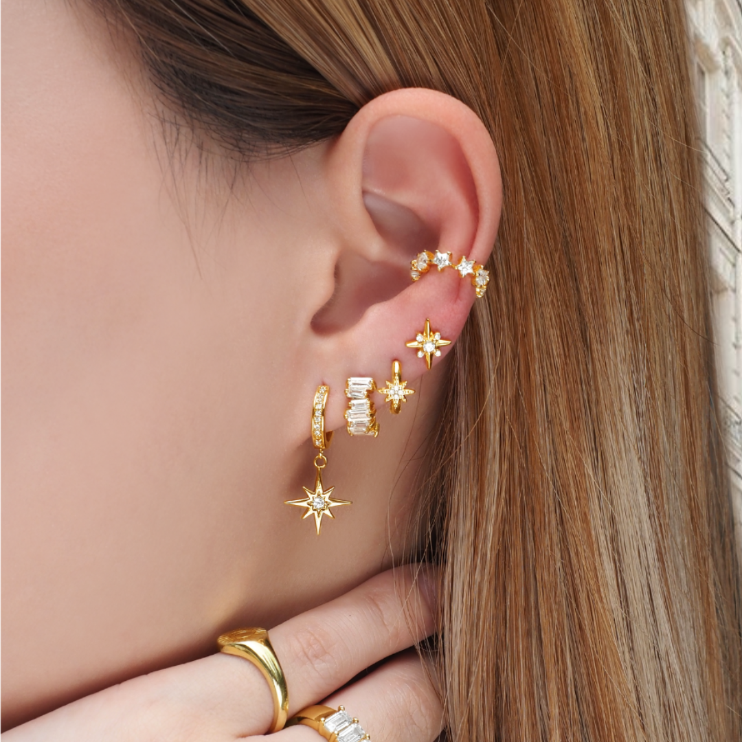 Stellar Huggie Hoop Earrings