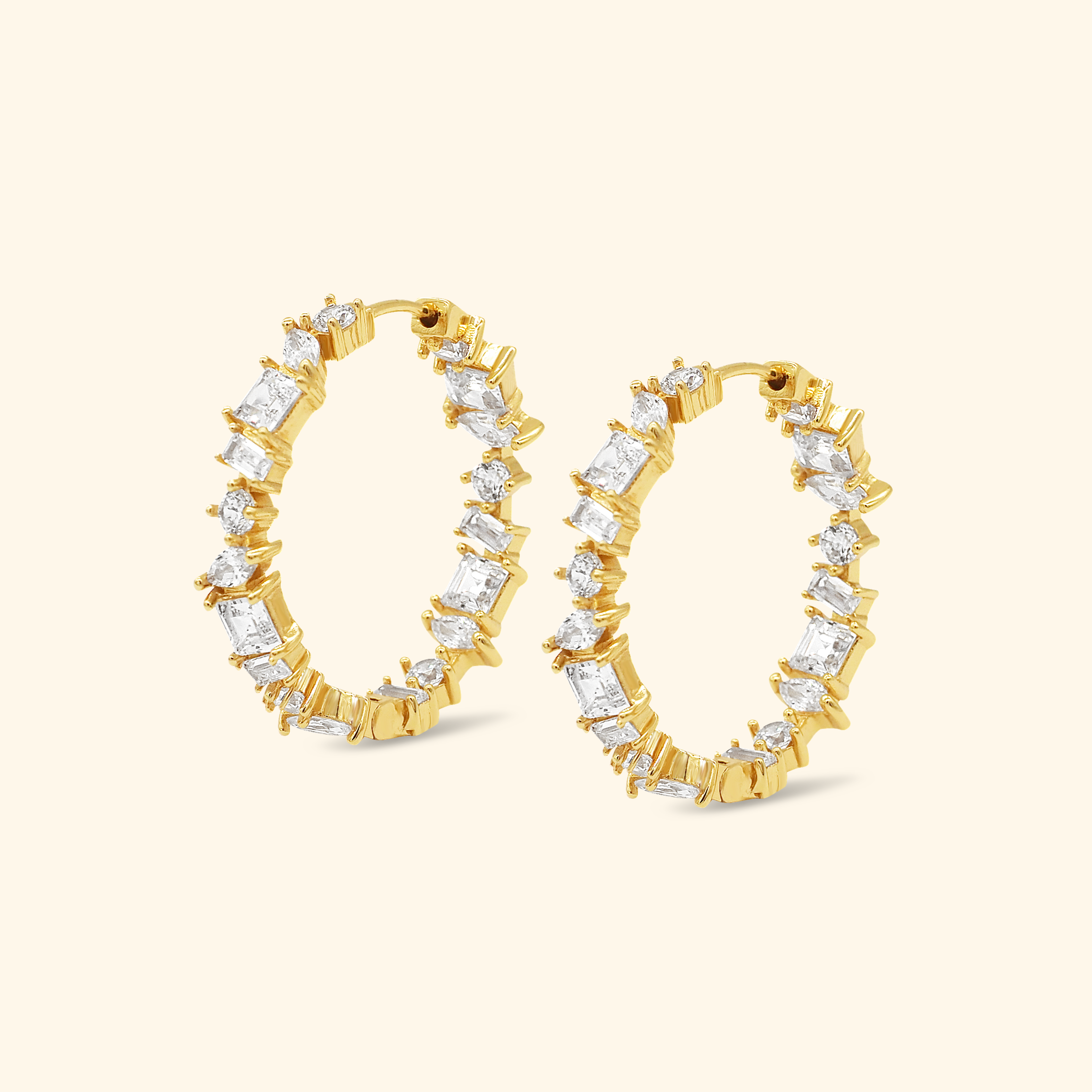 Luxury Baguette Matrix Hoop Earrings