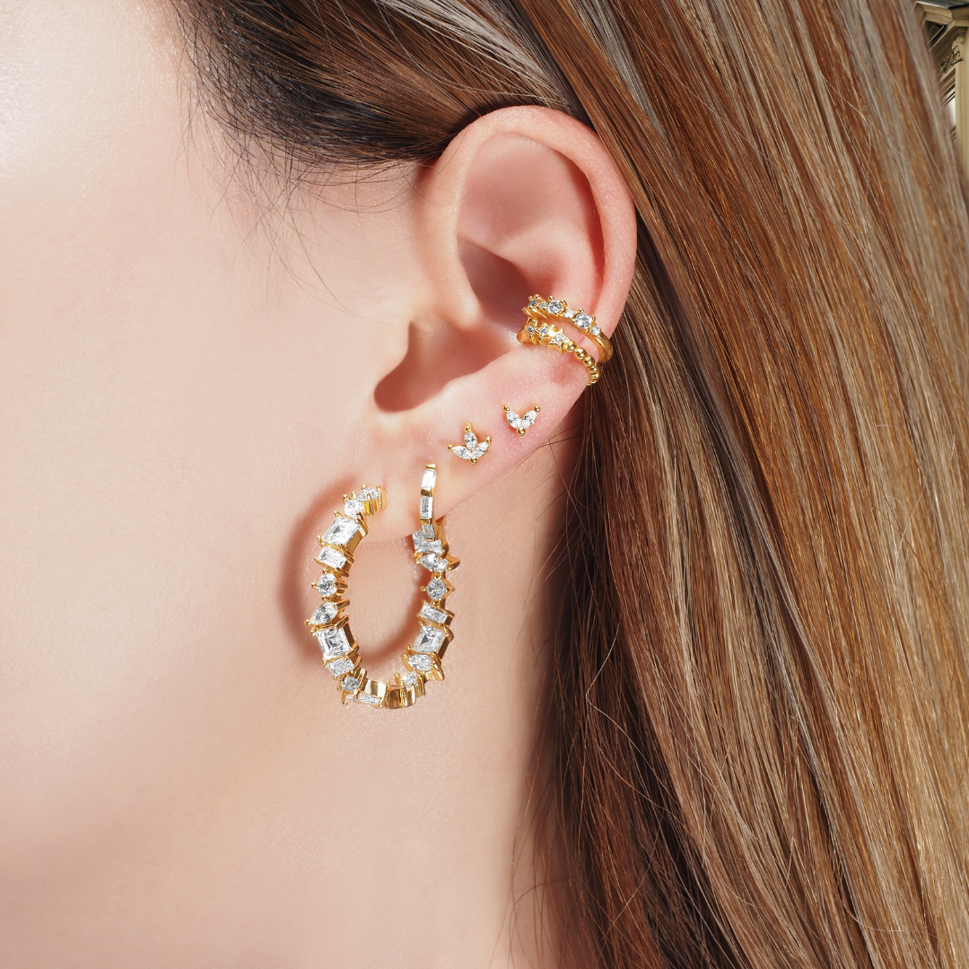 Luxury Baguette Matrix Hoop Earrings