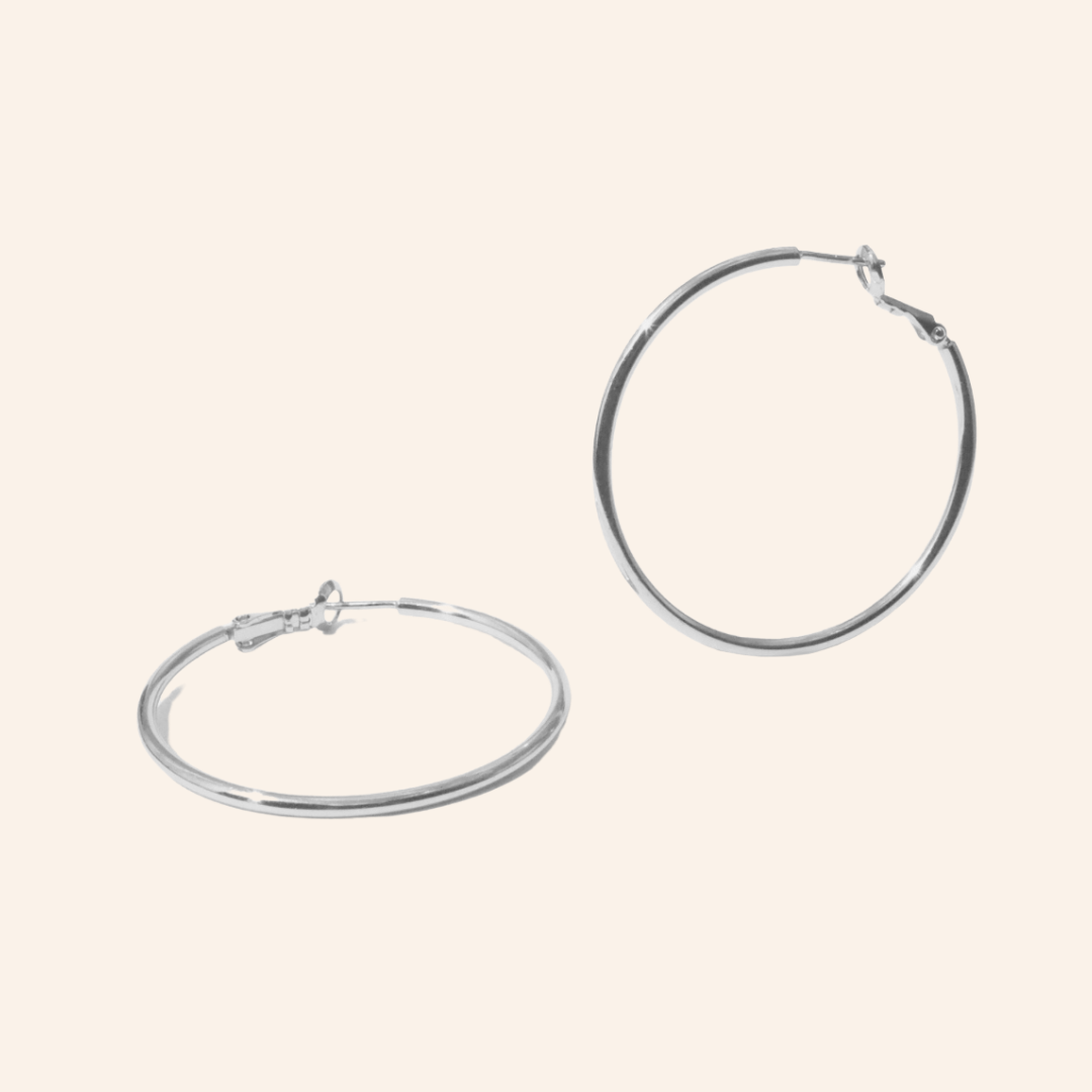 Classic 40mm Hoop Earrings (Silver)