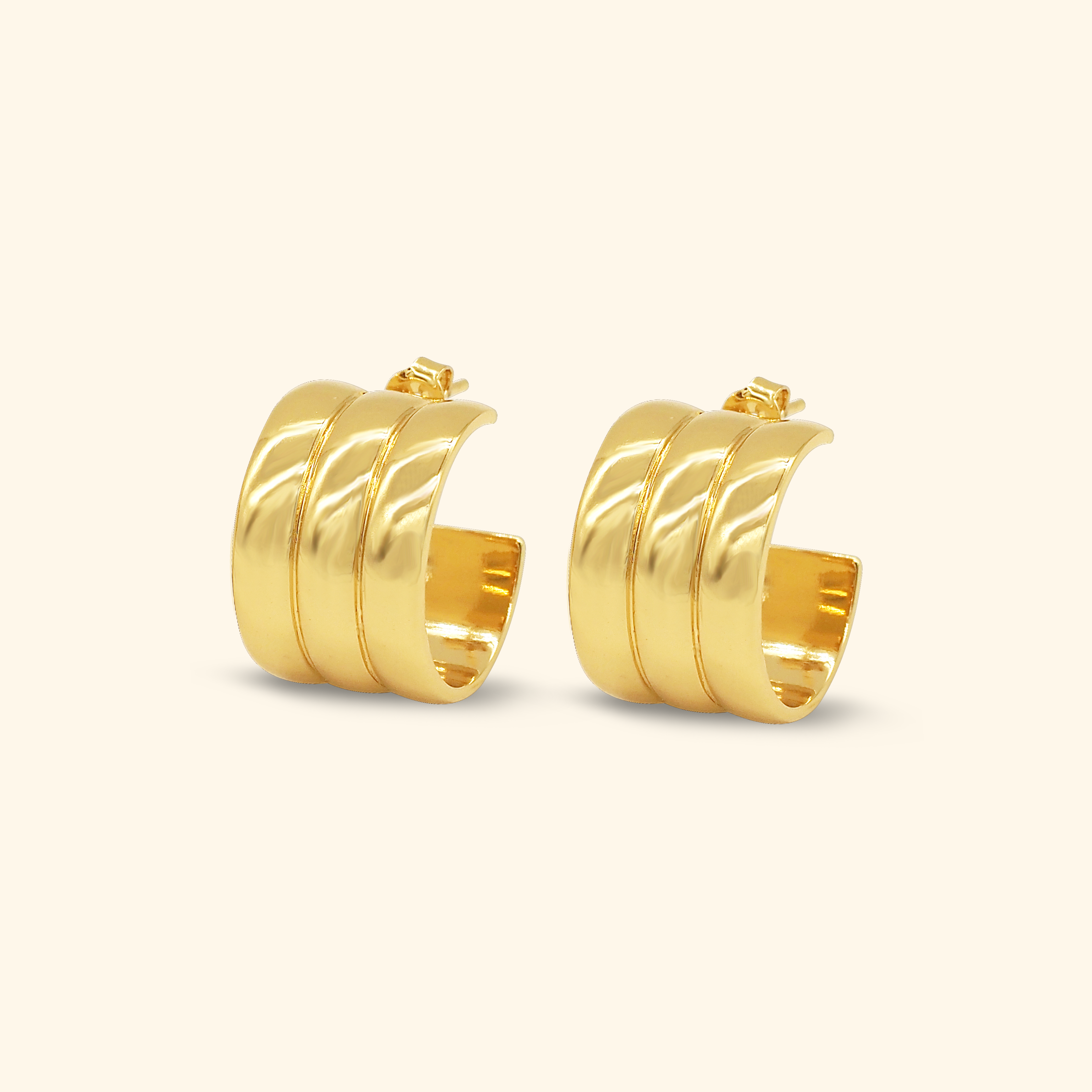 Classic Triple Loop Stud Earrings