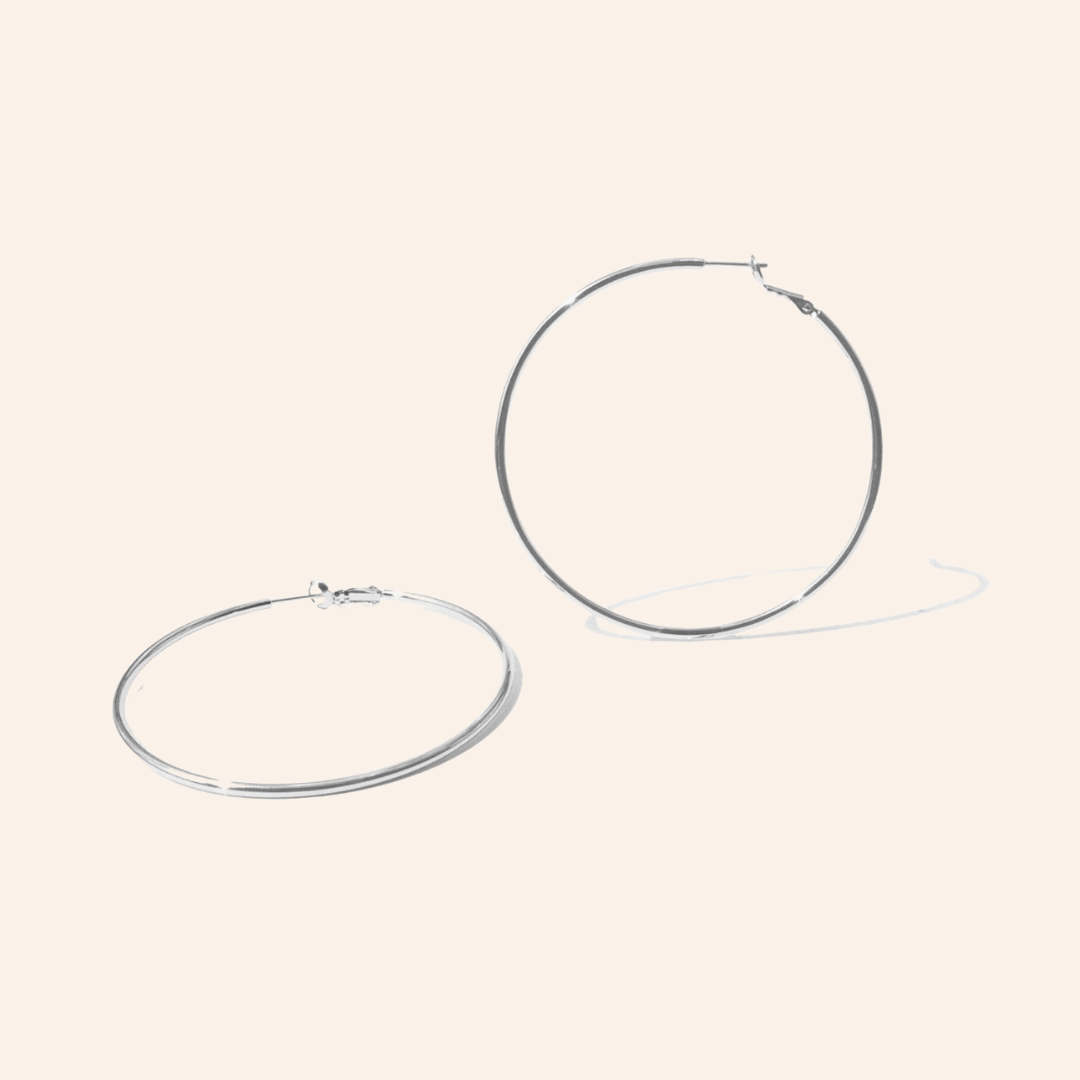 Classic 60mm Hoop Earrings (Silver)