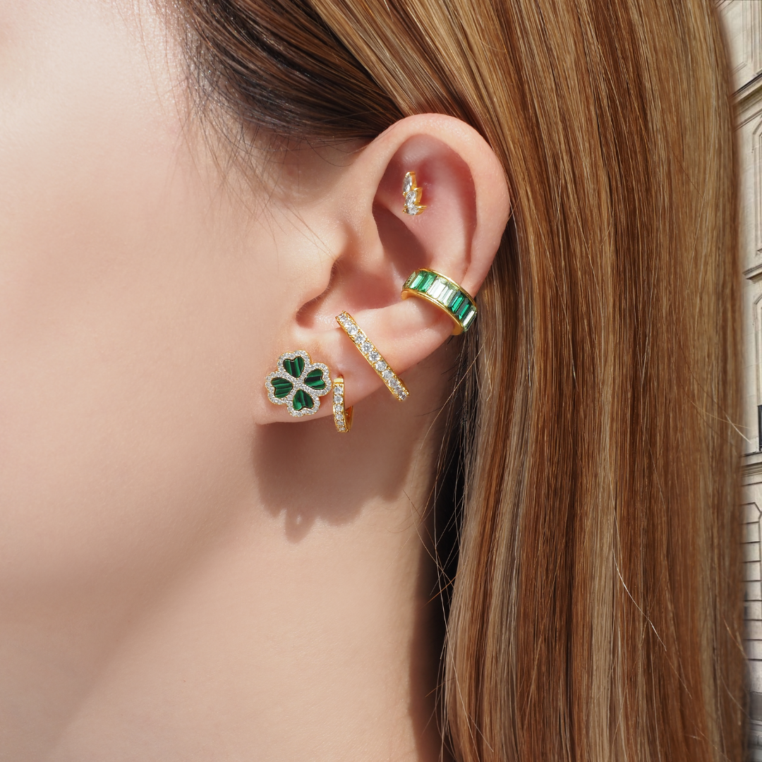 Lucky Emerald Clover Stud Earrings