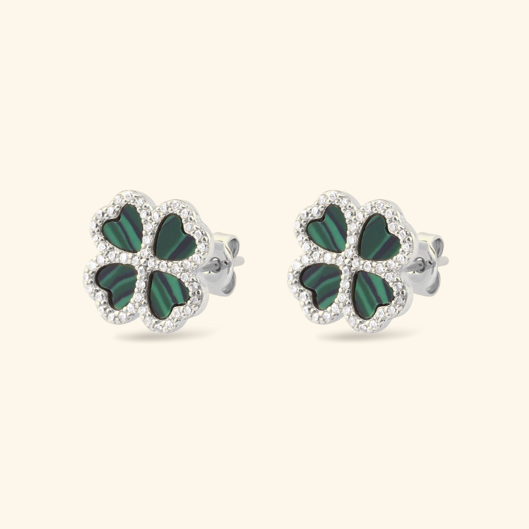 S925 Lucky Emerald Clover Stud Earrings