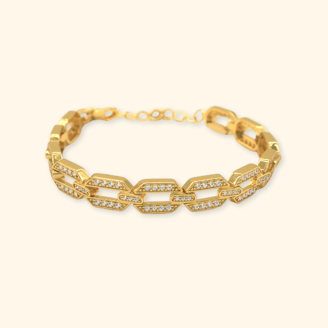 Hexagon Crystal Chain Bracelet