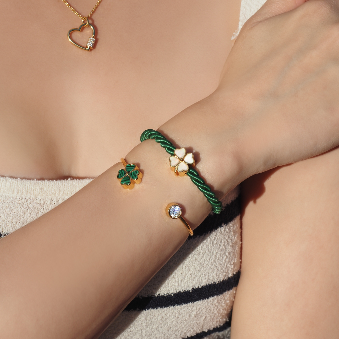 Malachite Clover Lux Crystal Bangle