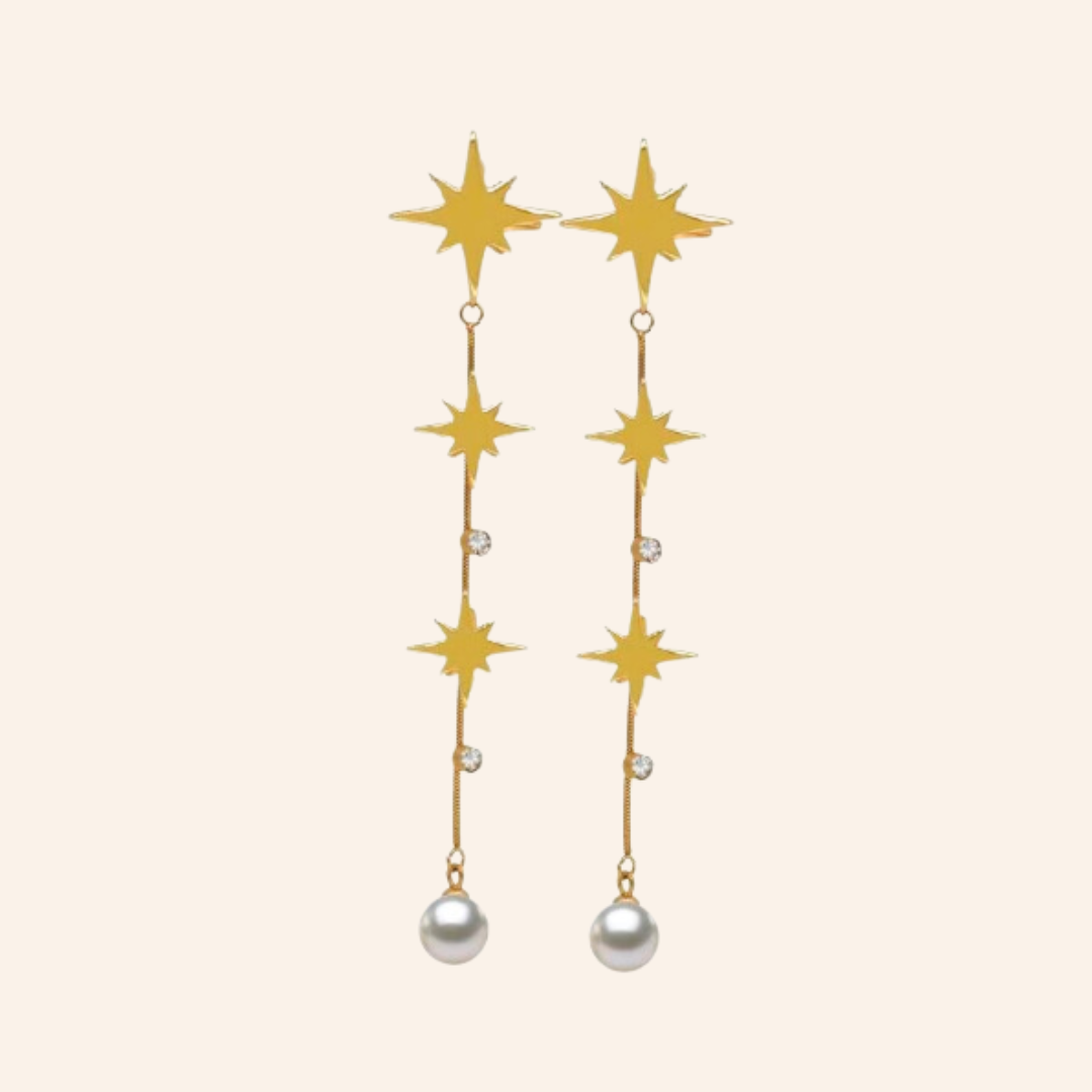 Starburst With  FreshWater Pearls Stud Earrings