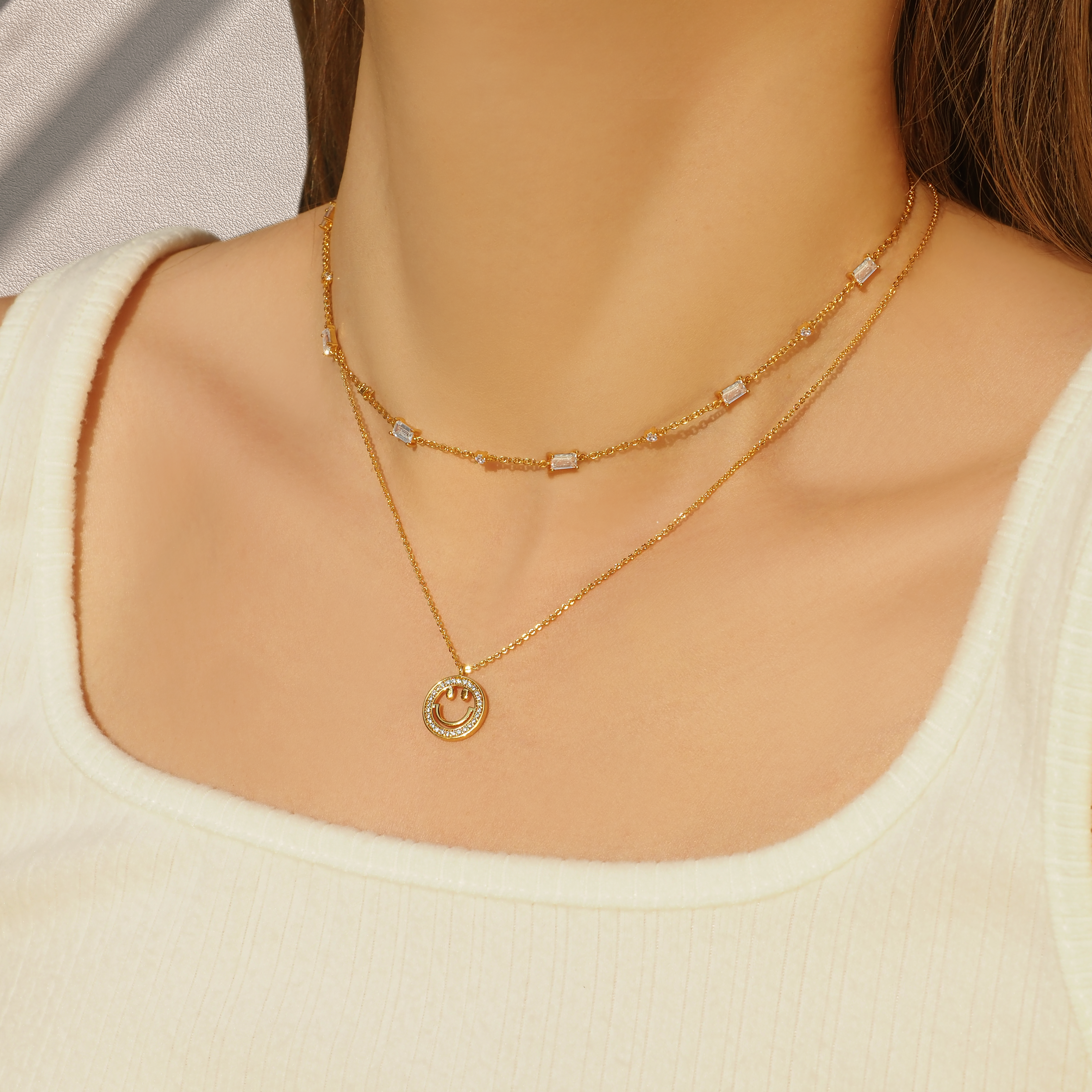 Crystal Smiley Face Necklace