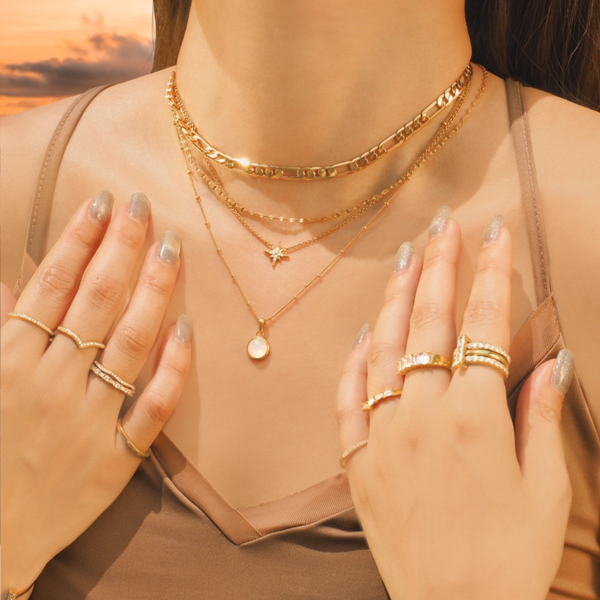 Moonstone With Bubble Chain Necklace