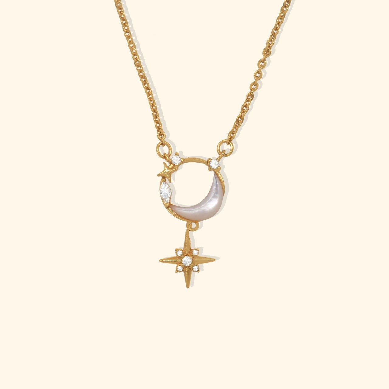 Crystal Vega Star with Half Moon Y Necklace