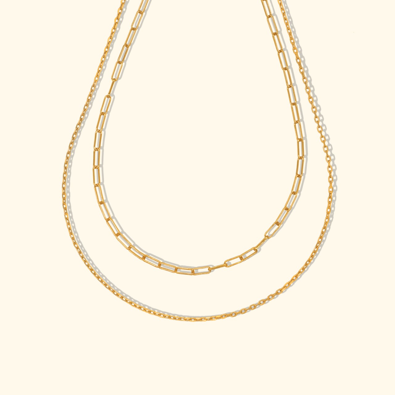 Double Layer Link Chain And Minimal Choker Necklace