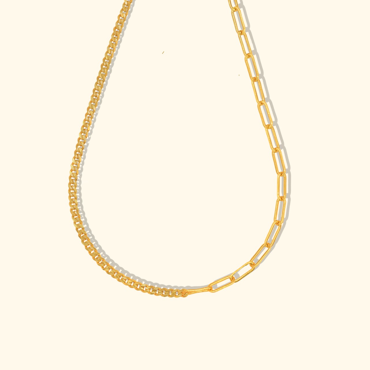 Two Tone Link Chain With Minimal Choker Necklace