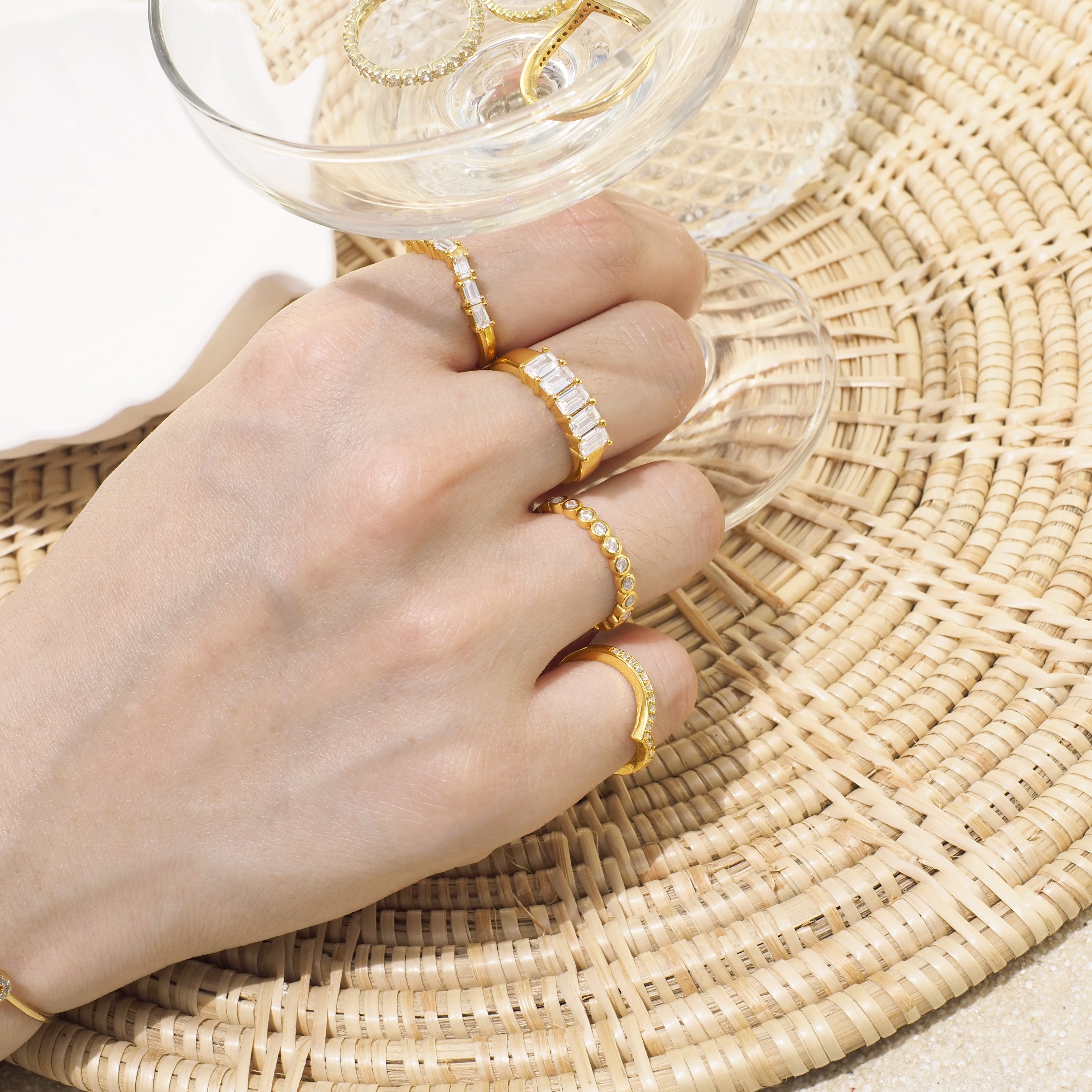 Baguette Crystal Piramid Ring