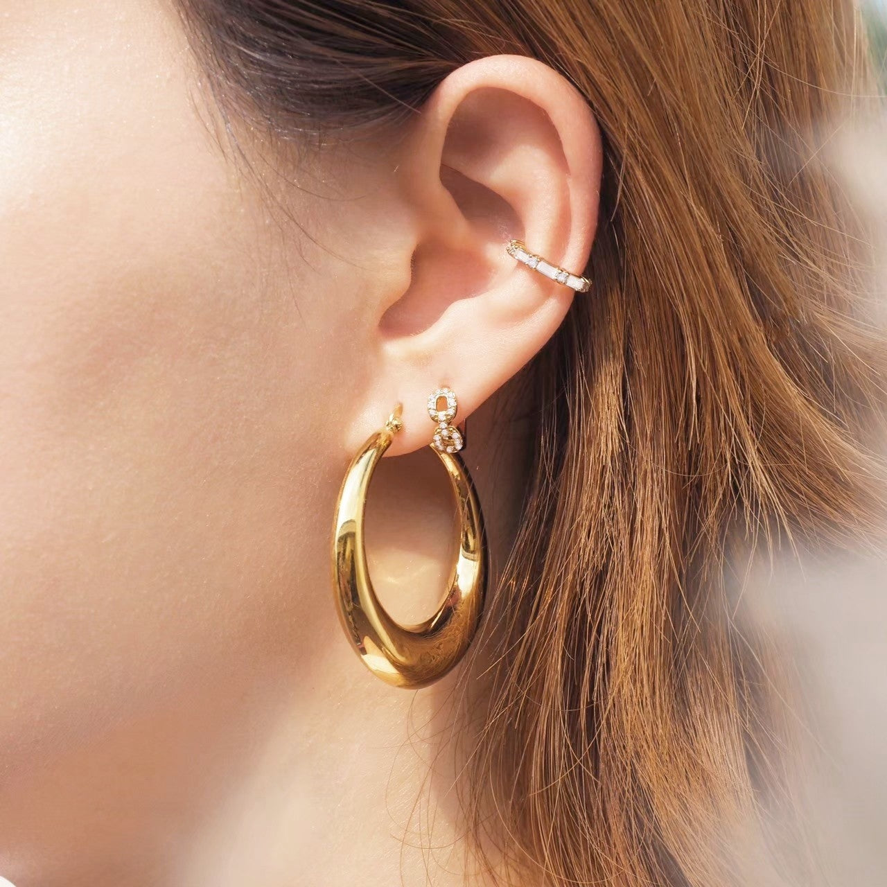 Crystal Chain Huggie Hoop Earrings