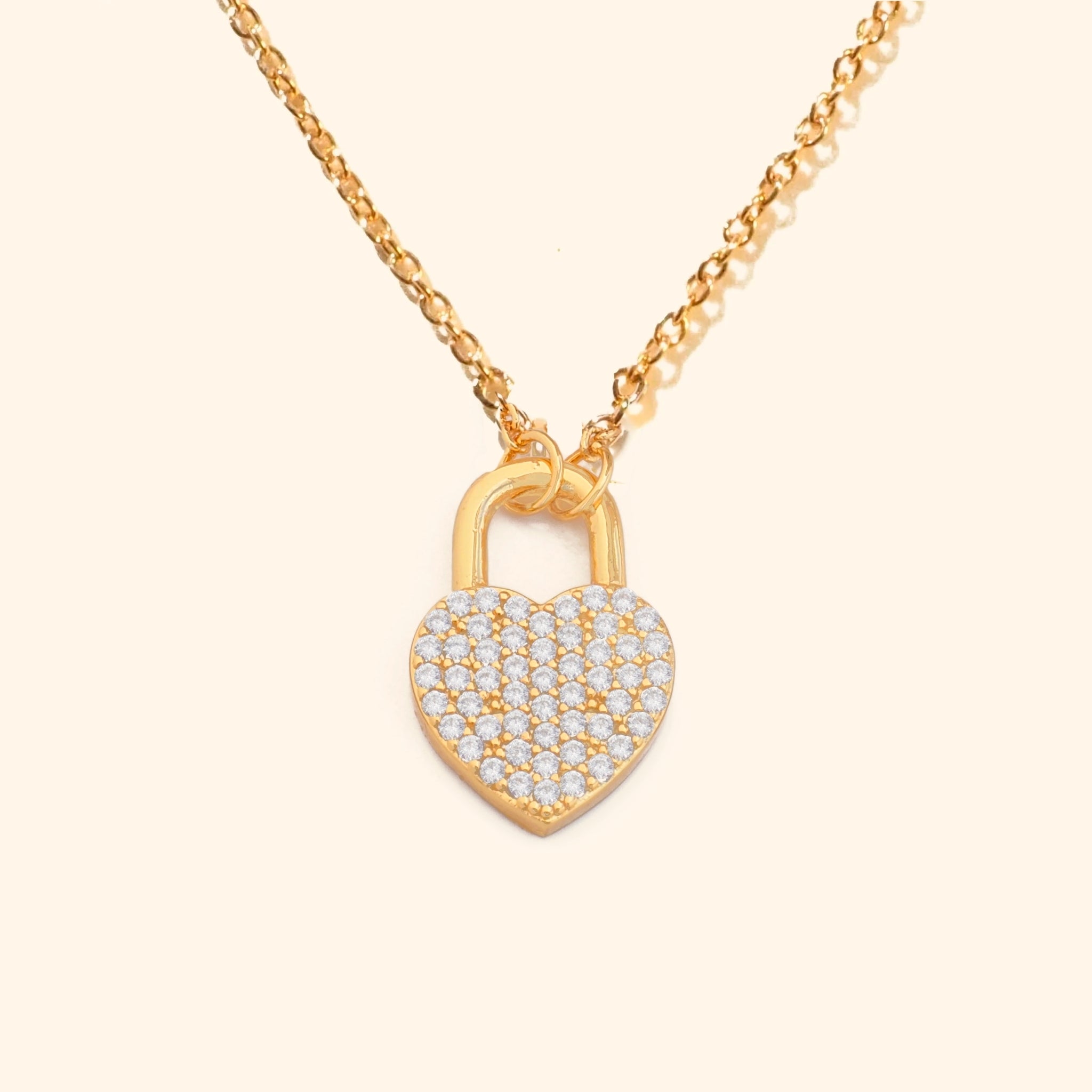 Crystal lock heart necklace