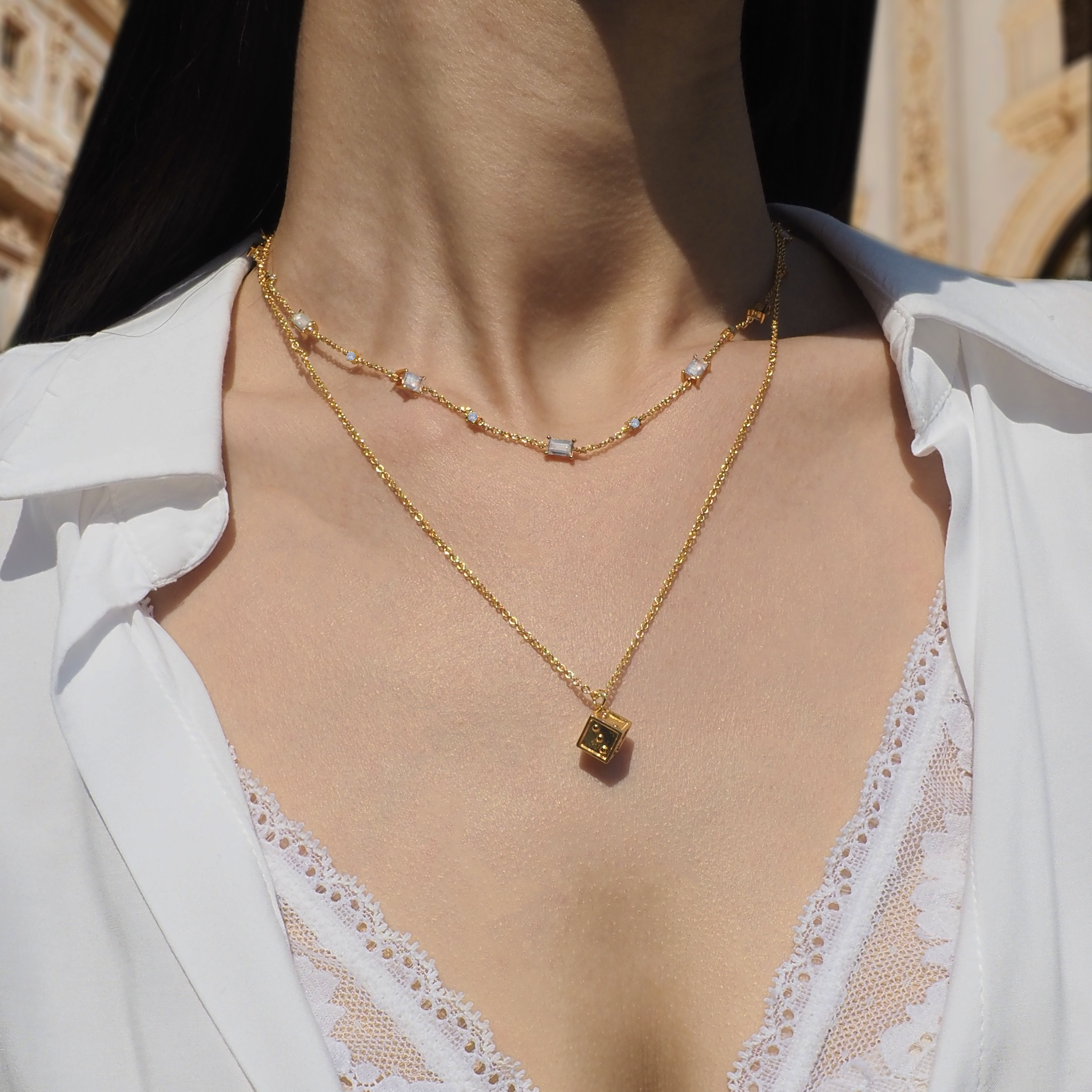 Crystal and Baguette Choker Necklace