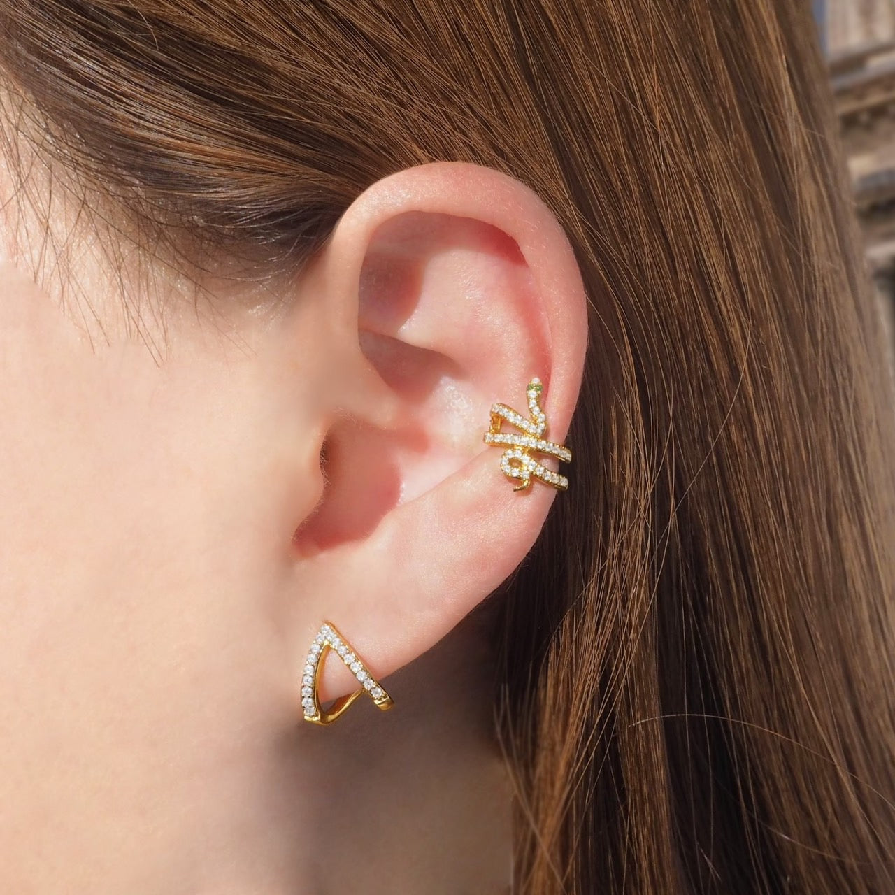 Crystal Snake Ear Cuff