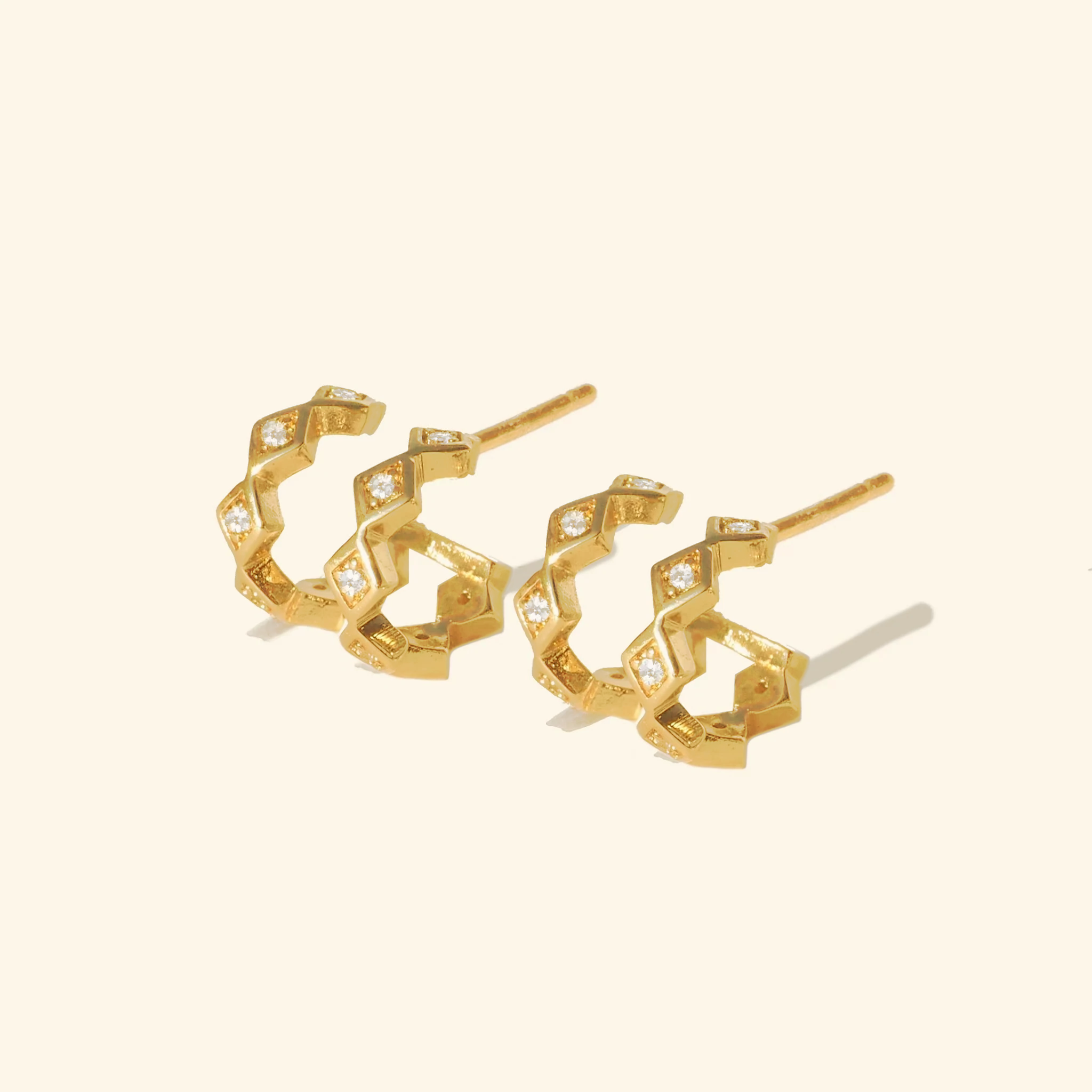 Diamond Shape Double Bar Stud Earrings