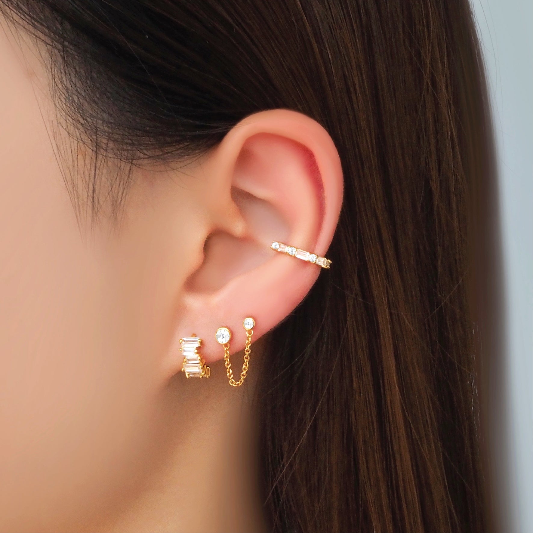 Lux Baguette Huggie Hoop Earrings