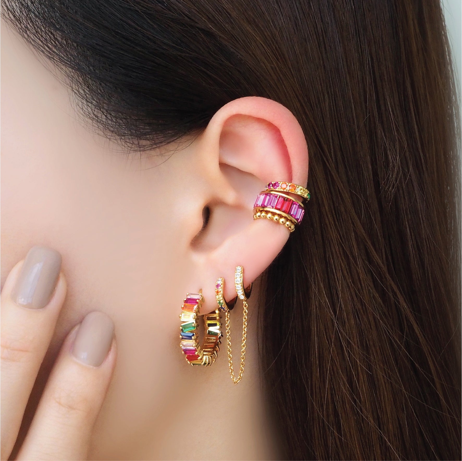 Crystal Rainbow Ear Cuff