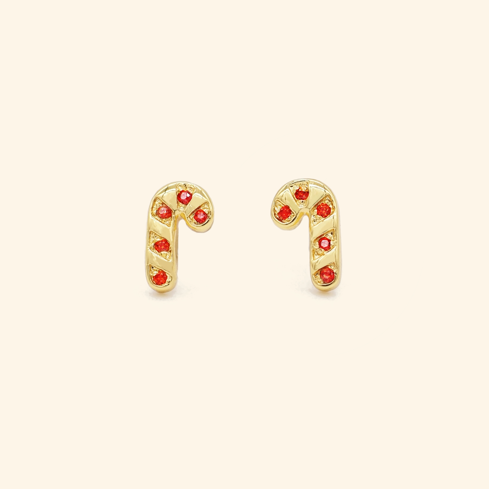 Crystal Candy Cane Stud Earrings