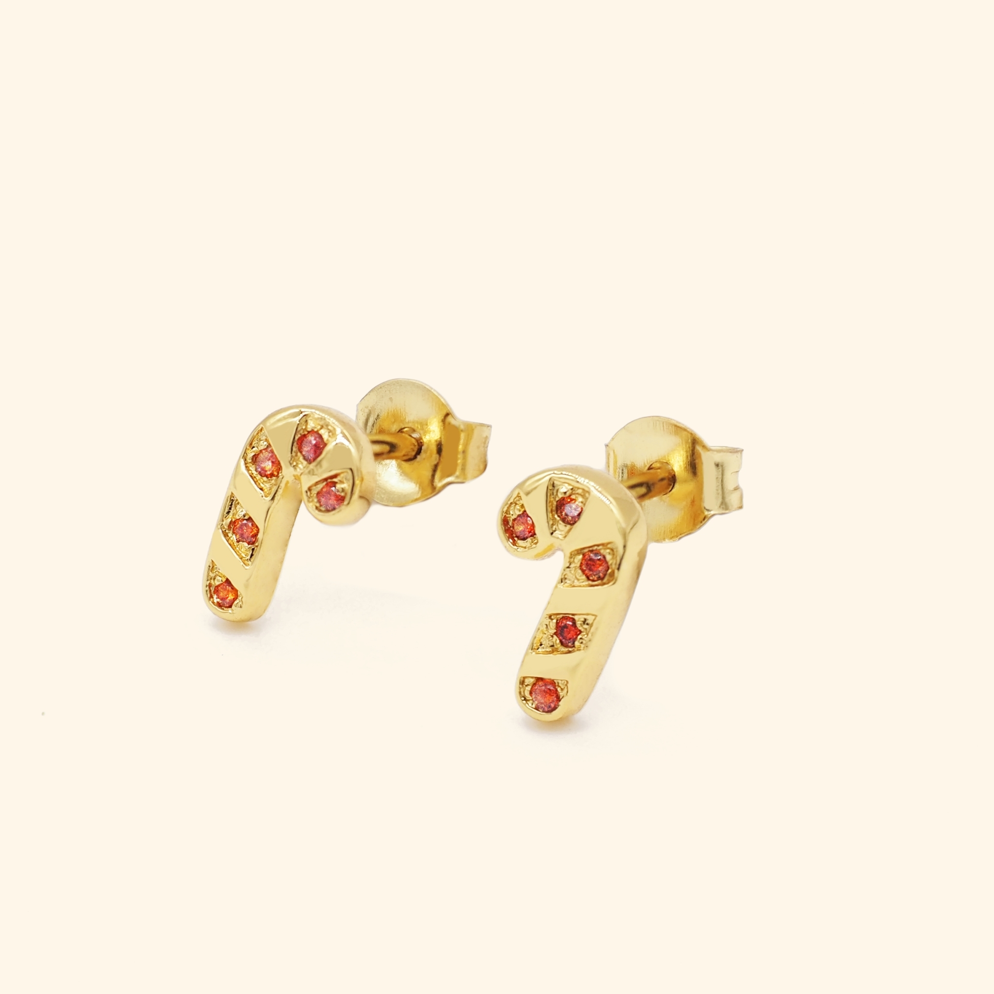 Crystal Candy Cane Stud Earrings