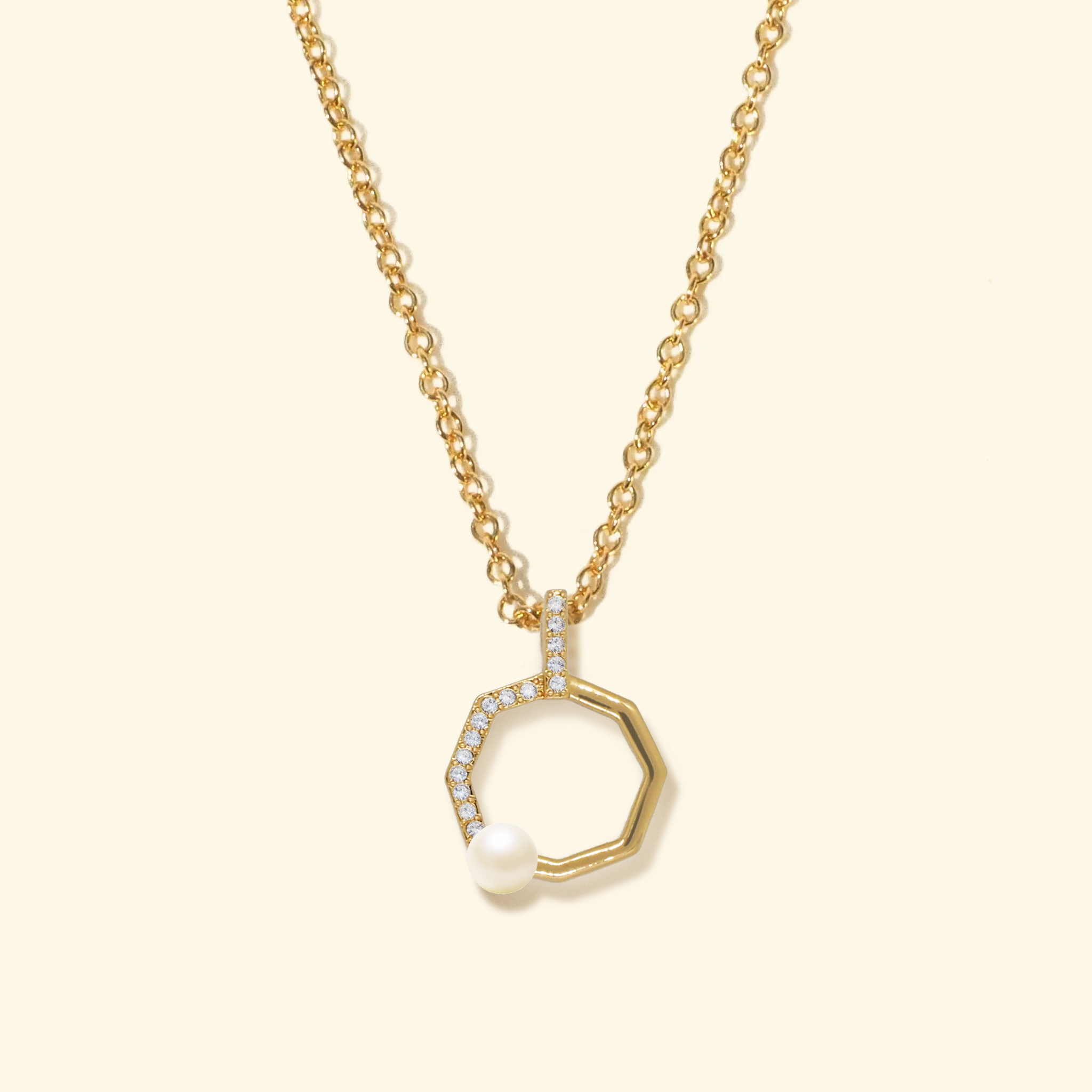 Lunar Pearl Octagon Necklace